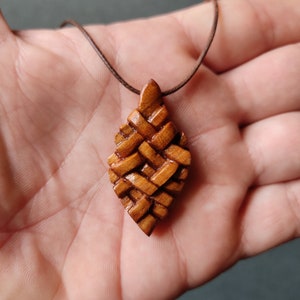 Wooden Necklace-Hand Carved-Eco Friendly-Wood Carving Pendant for Her-Statement Necklace-Organic-Natural-One of a Kind-Unique