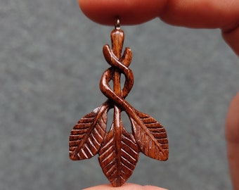 Leaves Necklace-Wooden Necklace-Hand Carved-Eco Friendly-Wood Carving Pendant for Her-Statement Necklace-Organic-Natural-One of a Kind