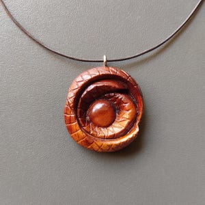 Hand Carved Apple Wood Pendant Necklace: Eco-Friendly Statement Jewelry