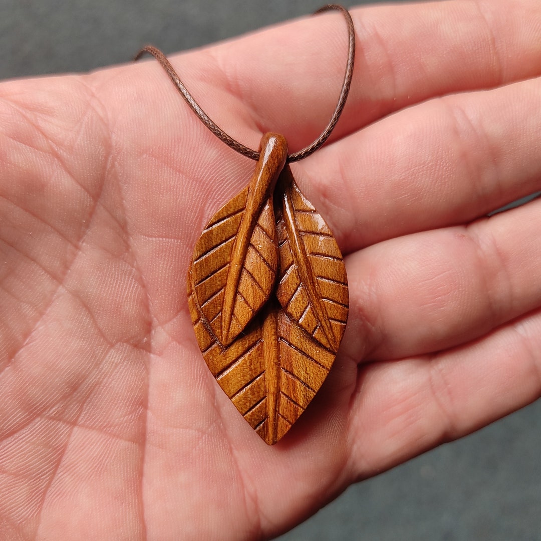Wooden leaf best sale necklace