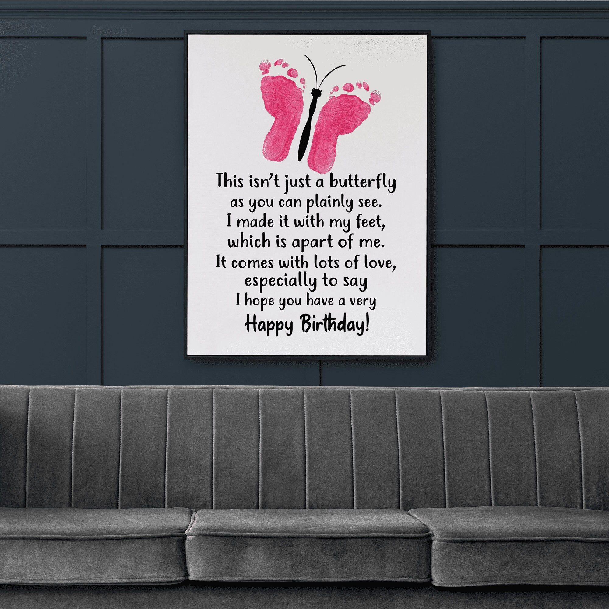 Happy Birthday Footprint Butterfly Keepsake Kids Footprint Craft Baby