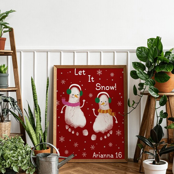 Snowman Footprint Art Christmas Footprint Art Baby Footprint - Etsy