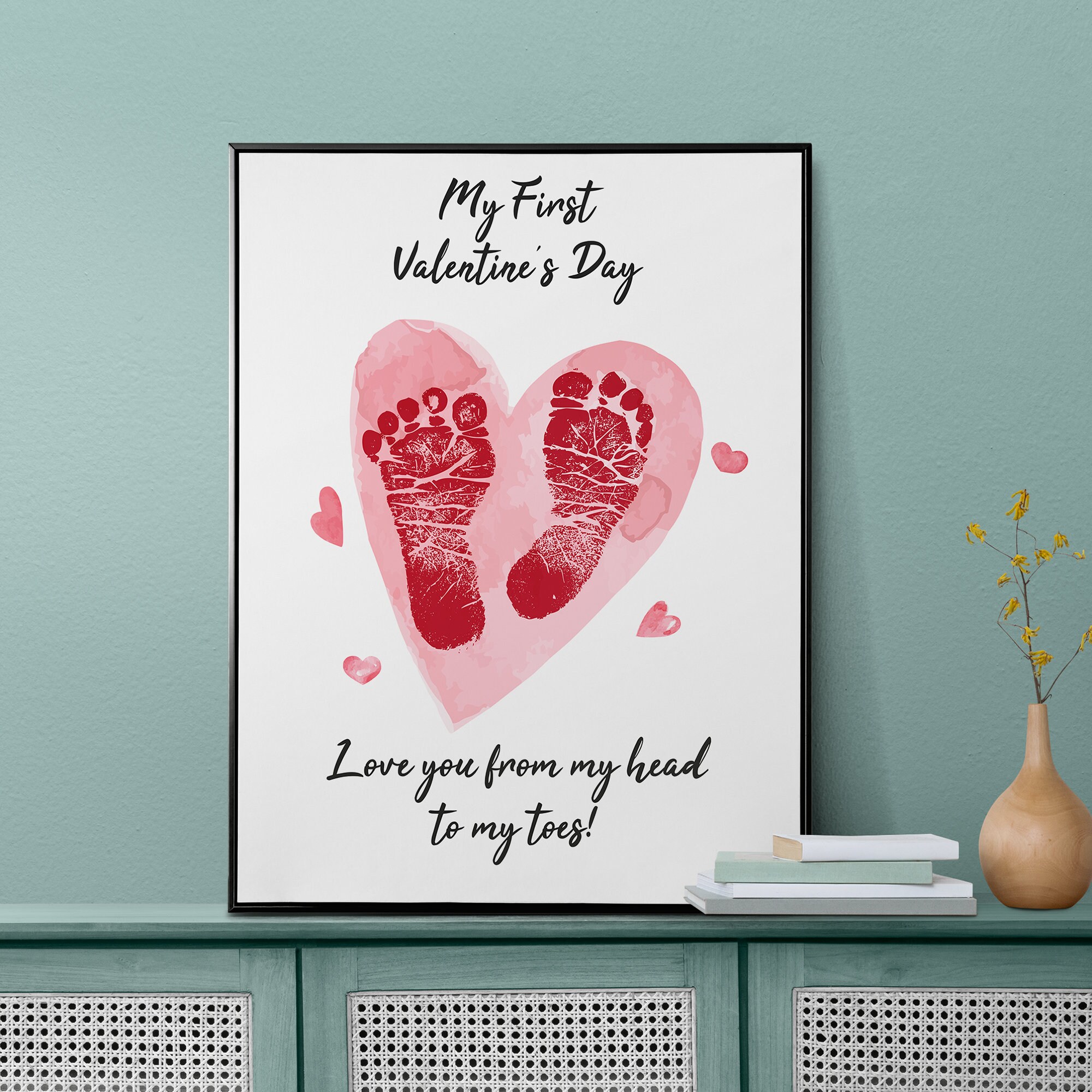 My First Valentine's Day Footprint Art Printable Valentine's Footprint