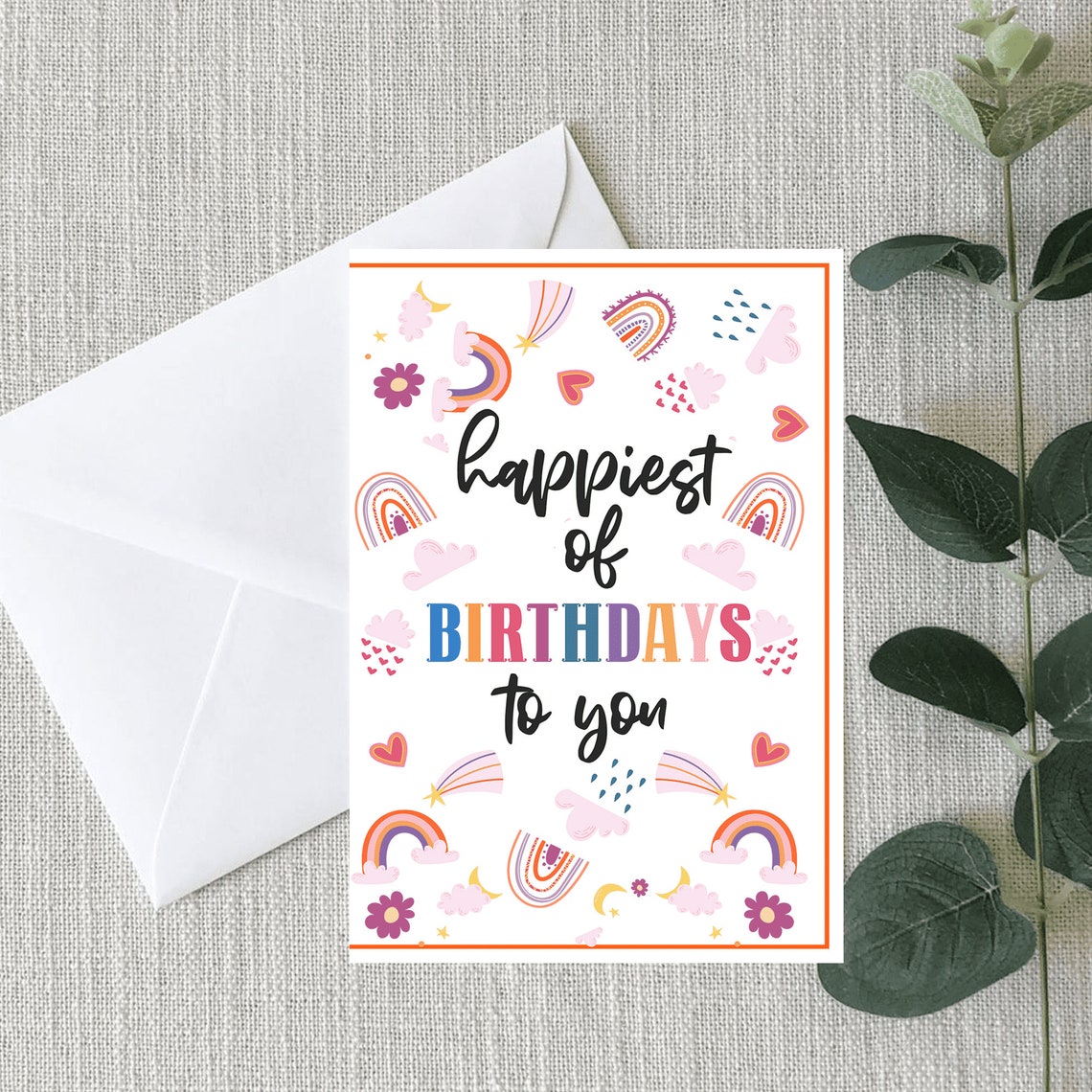 Printable Rainbow Birthday Card Boho Rainbow Birthday Card - Etsy