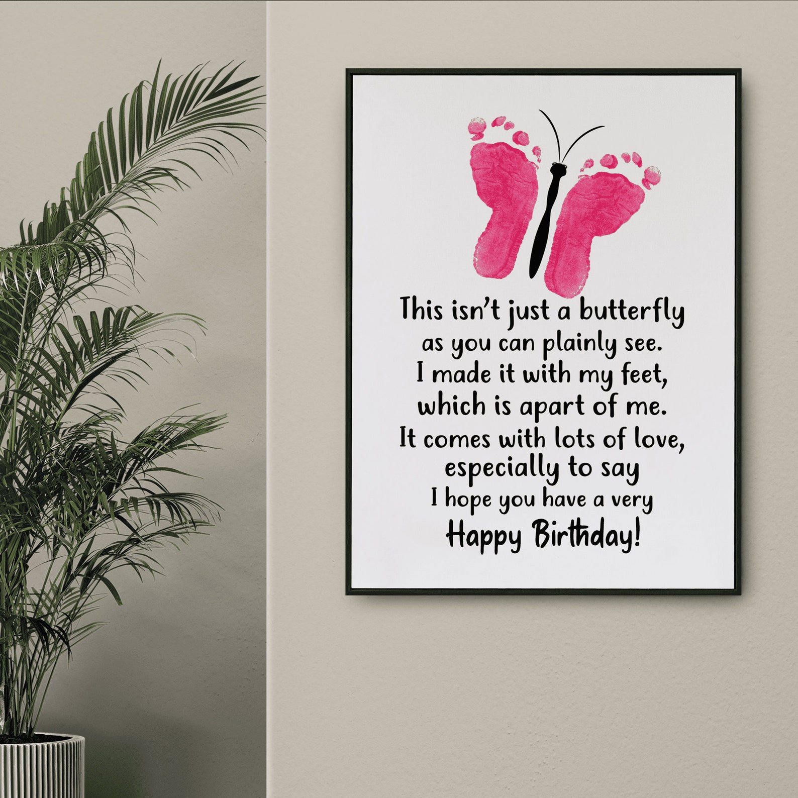 Happy Birthday Footprint Butterfly Keepsake Kids Footprint Craft Baby Footprint Art Happy