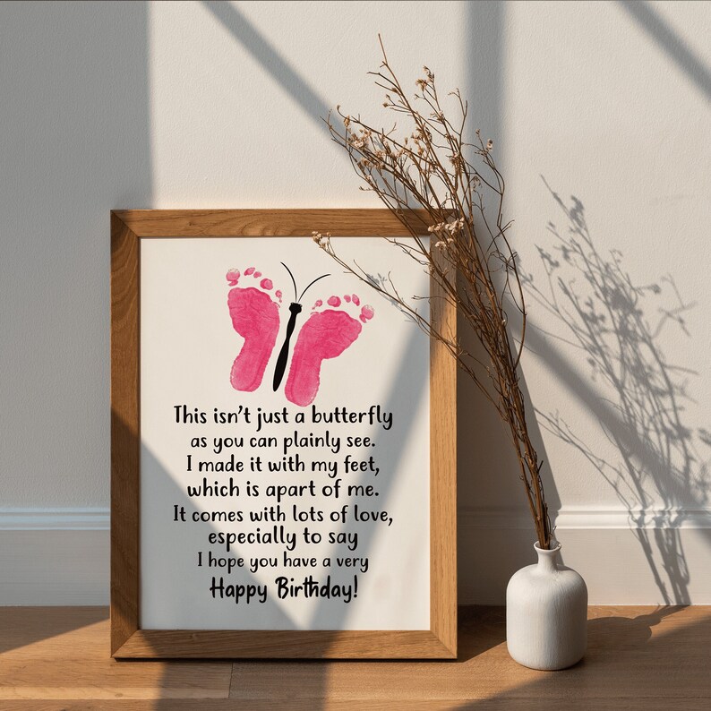 Happy Birthday Footprint Butterfly Keepsake Kids Footprint Craft Baby