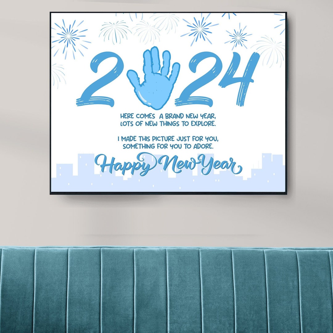 New Year's Handprint Art 2024 New Year Handprints Baby Toddler Kids ...
