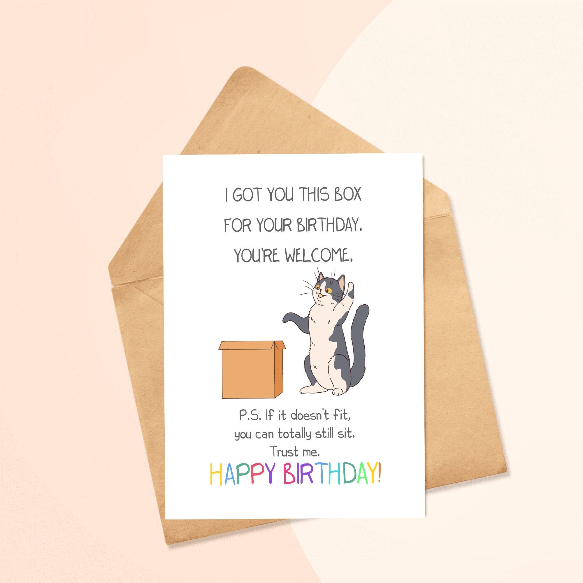 I Got You This Box Birthday Card Funny Birthday Cat in Box Printable ...