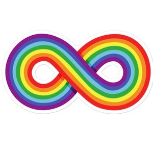 GROßER Regenbogen Infinity Sticker, Regenbogen Infinity Symbol, Autismus Sticker, Neurodivergent Sticker, Neurodiversity Sticker, Asd Sticker