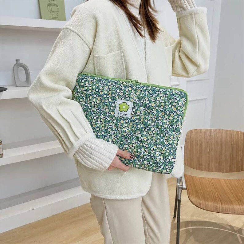 Quilted Laptop Sleeve Case Floral Macbook Pro Case Ipad Etsy UK