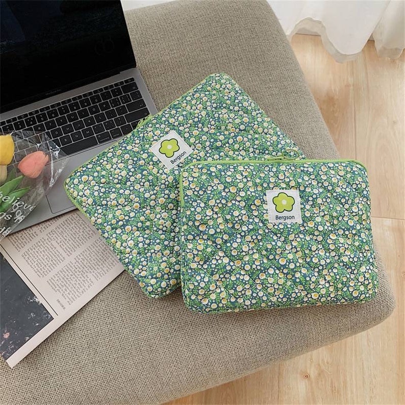 Quilted Laptop Sleeve Case Floral Macbook Pro Case Ipad Etsy UK