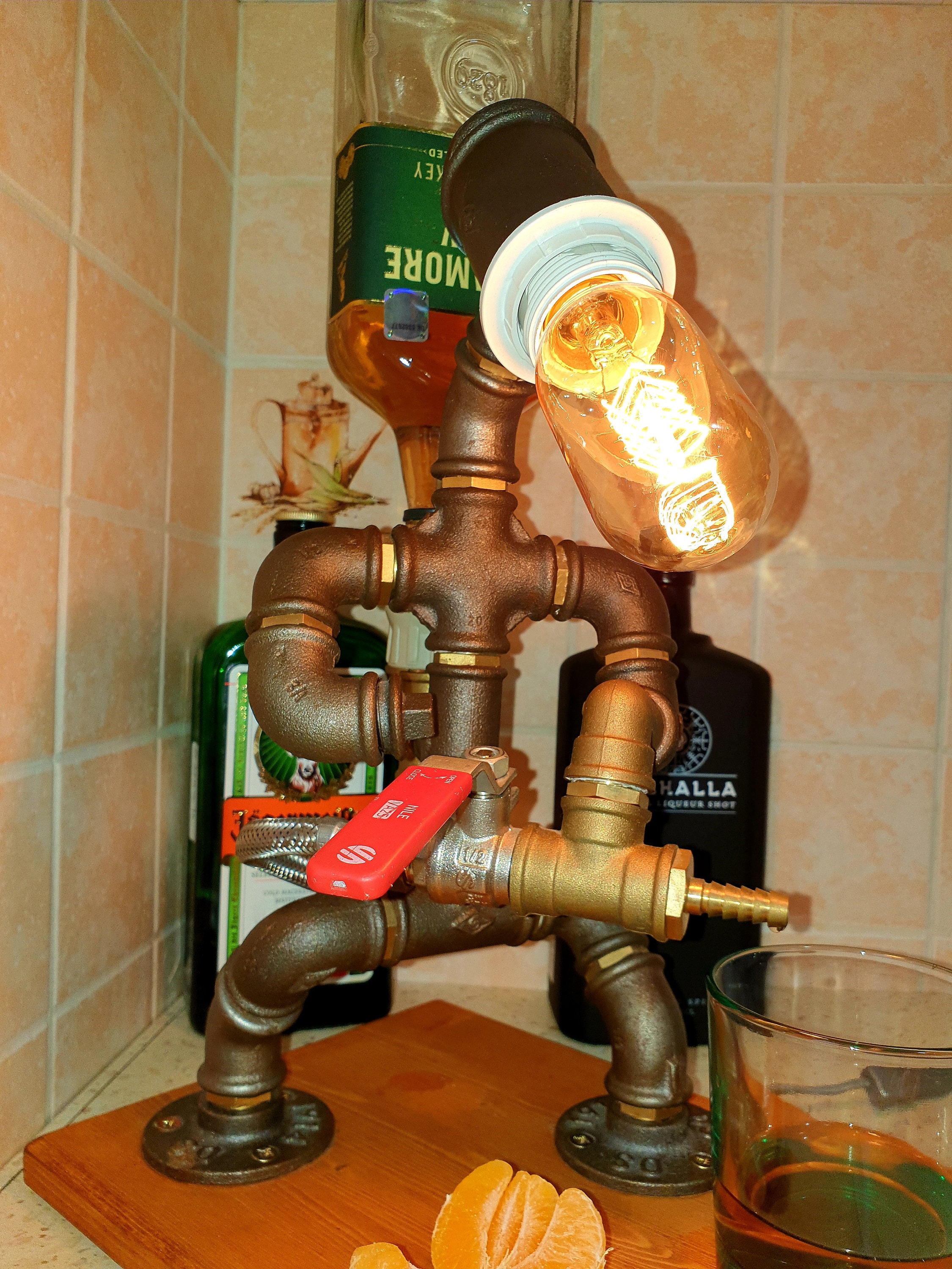 Steampunk fireman pipe robot lamp deals