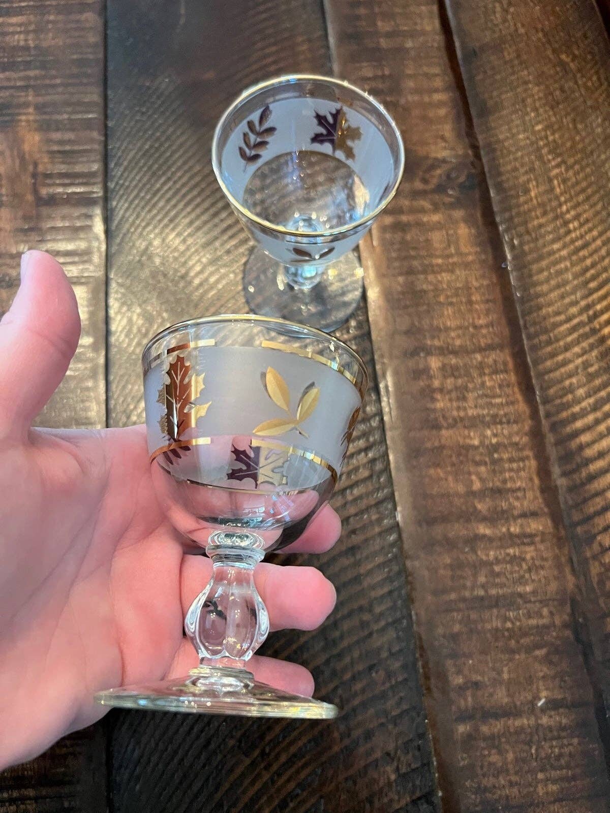 Vintage 1950s Libbey Cordial Glasses With Gold Leaves Etsy