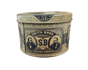 Vintage! Collectible Smith Bros. Cough Drops 10 cents Tin! Empty.