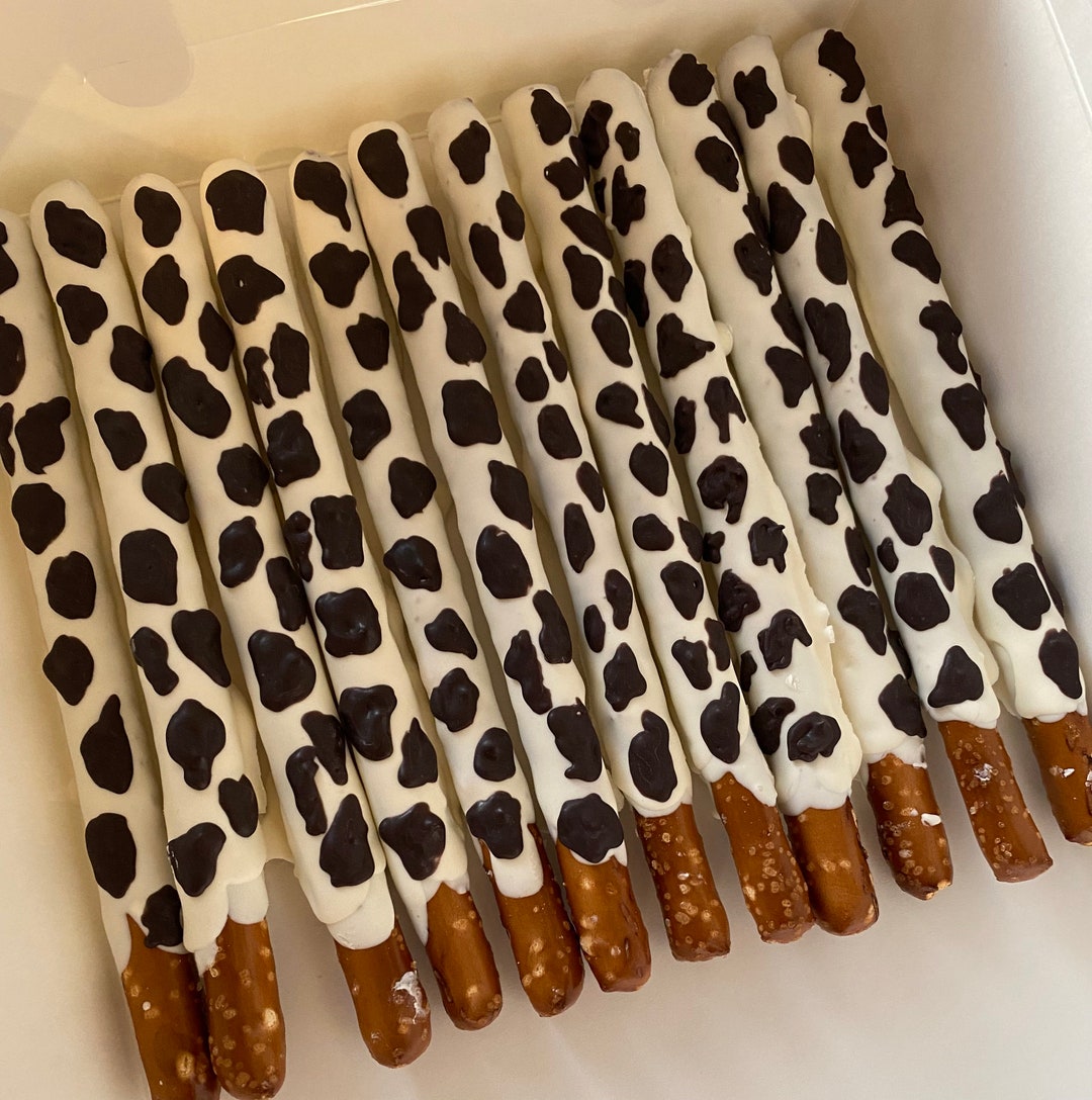 Cow Print Chocolate Covered Pretzels Etsy