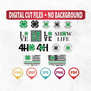 4-H-Svg-Bundle, SVG-Png-Datei, grünes 4-H-Kleeblatt, vierblättriges Kleeblatt, vierblättriges Kleeblatt, Kirmes, 4h, 4h-Design, 4h-Bundle, digitaler Download