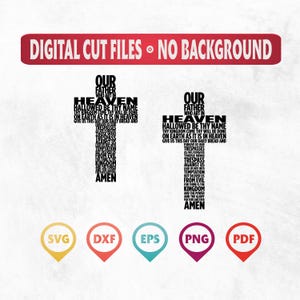 The Lord's Prayer Cross, Svg File, Our Father Cross Svg, Our Father Cross Laser Cut and Engrave Digital File