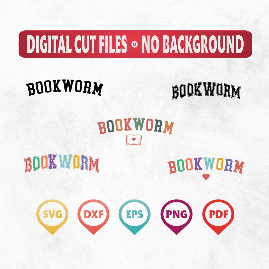 Bookworm SVG PNG: Teacher Reading Design (digital Download) - Etsy