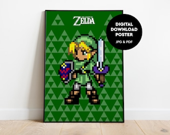 Retro Gaming The Legend Of Zelda Retro Gaming Digital Download Poster. Arcade Poster Print. Retro Wall Art PDF JPG