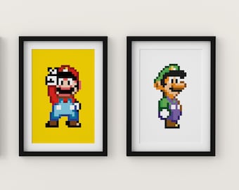 Super Mario & Luigi Set of 2 Poster Prints, Duo of Prints, 2 Piece Wall Art
