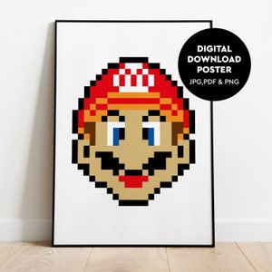 Super Mario Transparent PNG, gaming Poster Download, Mario bedroom poster Digital Download PNG, Pdf & Jpg.