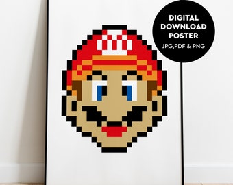 Super Mario Transparent PNG, gaming Poster Download, Mario bedroom poster Digital Download PNG, Pdf & Jpg.