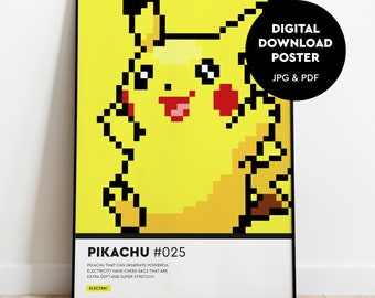 Pikachu Poster. Pokemon Type Poster Download and Print