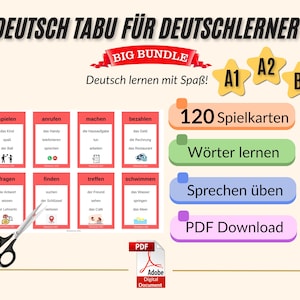 Deutsch Tabu Karten A1 - A2 - B1 (pacote 3 em 1 | 120 cartas)