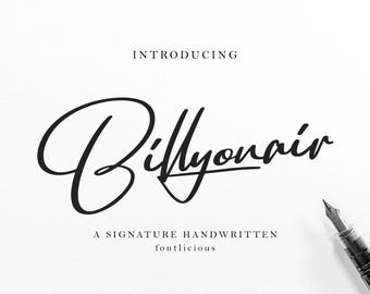 Billyonair Font: Elegant Cursive Modern Calligraphy (OTF, TTF) for Branding or Logo