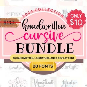 Cursive Font Bundle: 20 Handwritten Script Fonts for Cricut