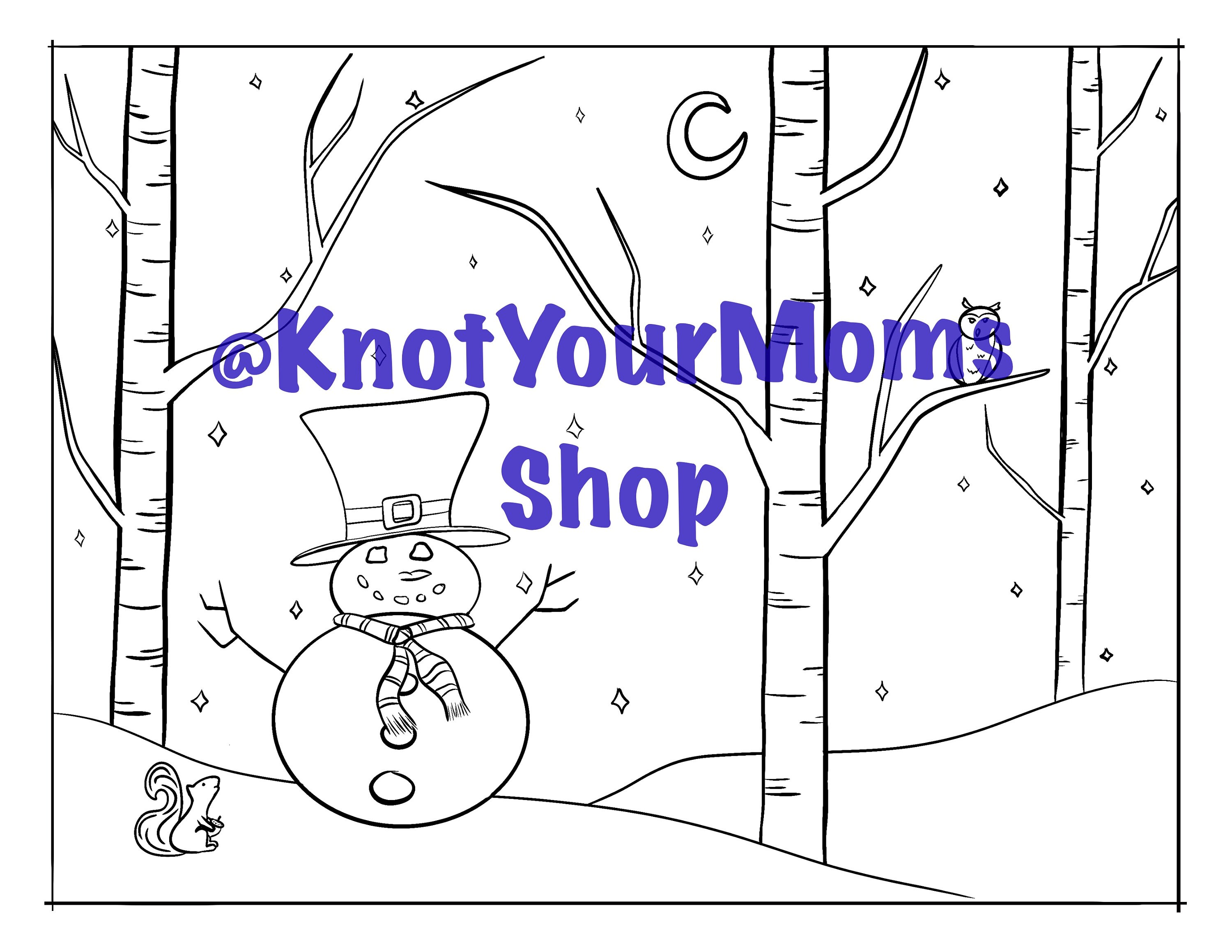 Snowman Coloring Page - Etsy