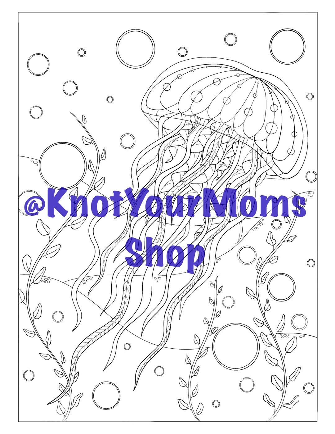 Jellyfish Coloring Page from Etsy