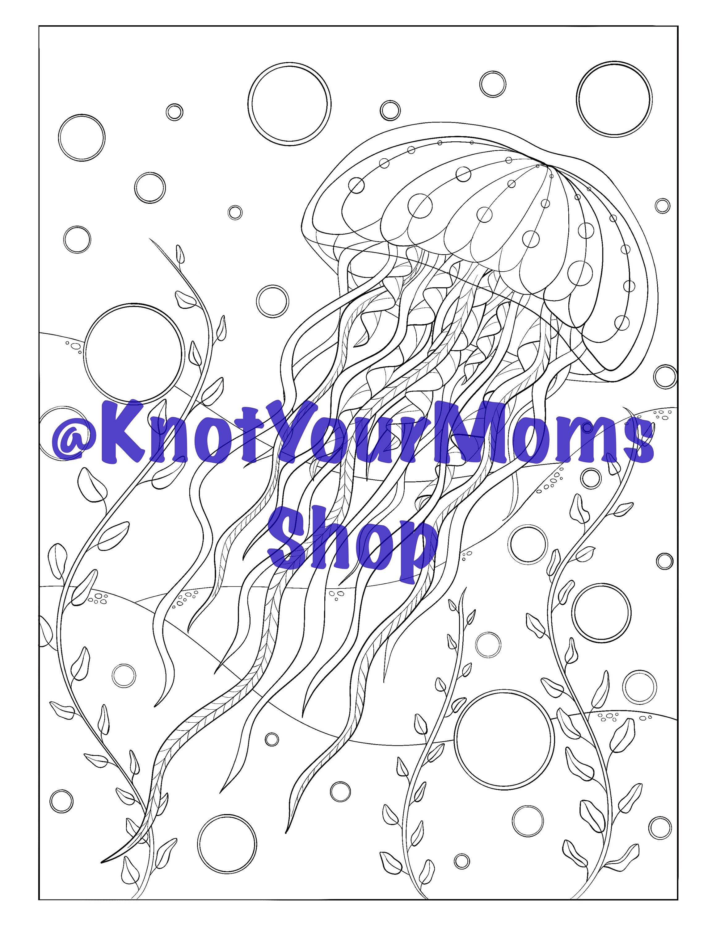 Jellyfish Coloring Page - Etsy