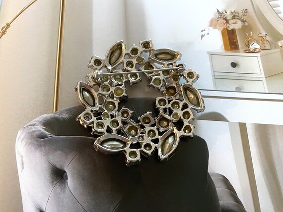 Grande Broche Ancienne Couronne Strass - Vintage - Occasion