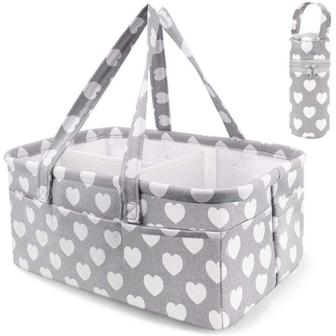 Large Diaper Caddy Organizer With an Insulated Bottle Holder, Organizer