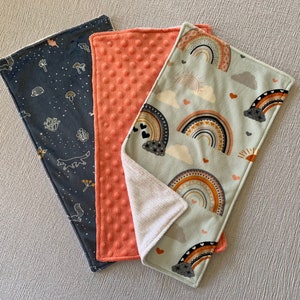 Rainbow burp cloths set of 3, Burp cloths girl, burp cloths outdoor, minky burp cloths, burp cloths