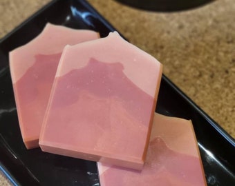 Summer peach scented soap, made with cocoa butter