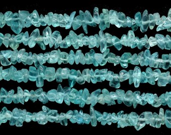 Fil De Perles En Apatite - 89cm, 290 Pièces Environ, Perles Rocailles Chips 5-10mm Bleu Vert, Neuf
