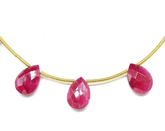 Natural Ruby Faceted 7x10mm Pear Shape Briolettes,Ruby Teardrop Briolettes, AAA Quality Ruby Beads Jewelry,Ruby Gemstone Drops Jewelry,Gift