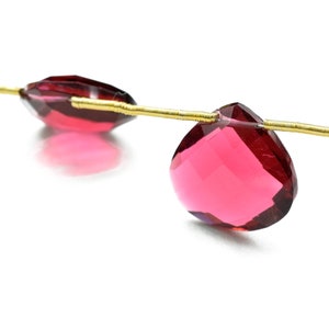 Natural Pink Tourmaline 14mm Heart Shape Briolette,Tourmaline Gemstone Checker Cut briolette&#39;s, JewelryPink Tourmaline Gemstone Jewelry,Gift