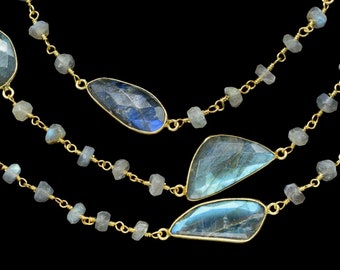 Natural Labradorite Faceted Bezel Connector,Gemstone Free Size Connector Jewelry making chain,Labradorite Bezel Jewelry,Labradorite Chain