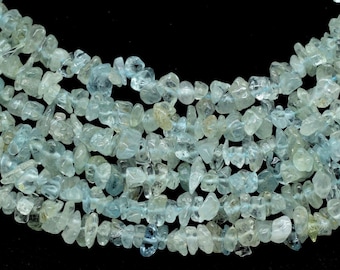 Natural Aquamarine 3mm to 6mm Chip Beads Strand,Beading Supplies,Smooth Raw Gemstone Nuggets Chips,Aquamarine Gemstone Jewelry Making Supply