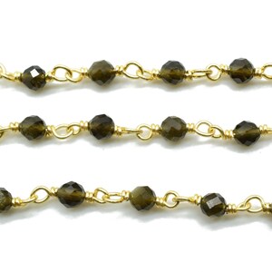 Natural Cat&#39;s Eye 3mm To 3.5mm Rondelle Shape Beads Chain,Cat&#39;s Eye Rosary chain,Cat&#39;s Eye Gold Plated Wire Wrap Chain,Jewelry Making Chain