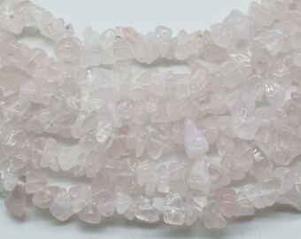 Natural Rose Quartz Chip Stretchy String Beads,Rose Quartz Irregular Nugget Chips Beads,gemstones uncut chips beads,Rose Quartz Chip Strand