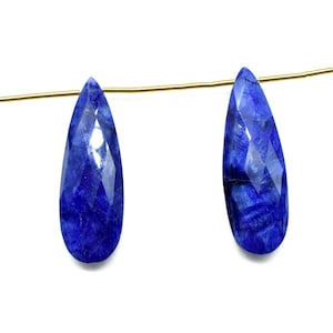 Natural Blue Sapphire 10x30mm Pear Shape Briolettes,Sapphire Drops,Sapphire Faceted Teardrop,Sapphire Faceted Pear Briolettes,Jewelry Making