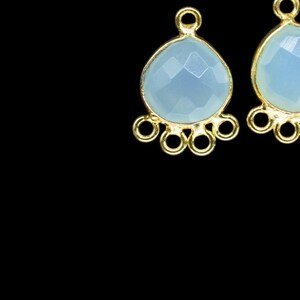 Ciondolo a forma di cuore in calcedonio acquamarina/Gioielli con ciondoli placcati in oro/Ciondoli con connettore/Forniture per collegamento con castone stazione/Gioielli con connettore fatti a mano/regalo