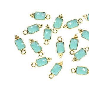 Aqua Chalcedony Charms Pendant/Baguette Shape Pendant/Tiny Pendant/Necklace Connector jewelry/Women Jewelry/Handmade Pendant/B&#39;day Gift