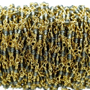 Cat&#39;s Eye 2mm To 2.5mm Rondelle Shape Beads Chain,Cat&#39;s Eye Rosary chain,Cat&#39;s Eye Gold Plated Wire Wrap Chain,Jewelry Making Chain,Gift