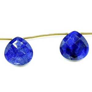 Blue Sapphire Faceted 14mm Heart Shape Briolette Beads, Sapphire Gemstone Briolettes, jewelry supplies,Sapphire Heart Shape Jewelry making
