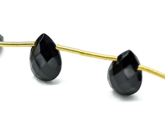 1ペア 30 x 10 mm 天然ブラックオニキス ペアシェイプ ブリオレット